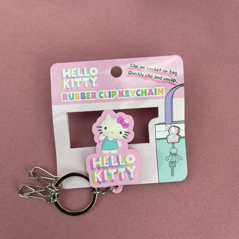 Hello Kitty Pink Rubber Clip Keychain